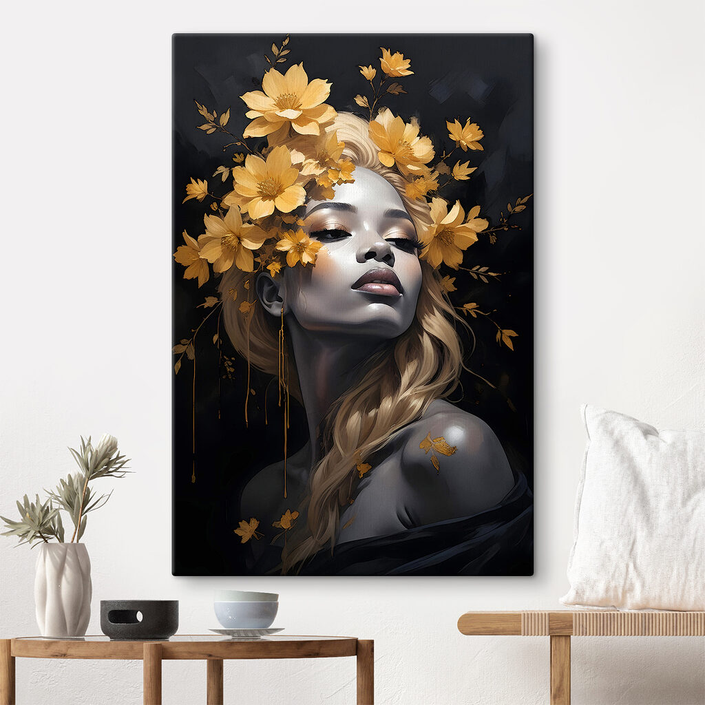 A woman with flowers in her hair A woman with flowers in her hair