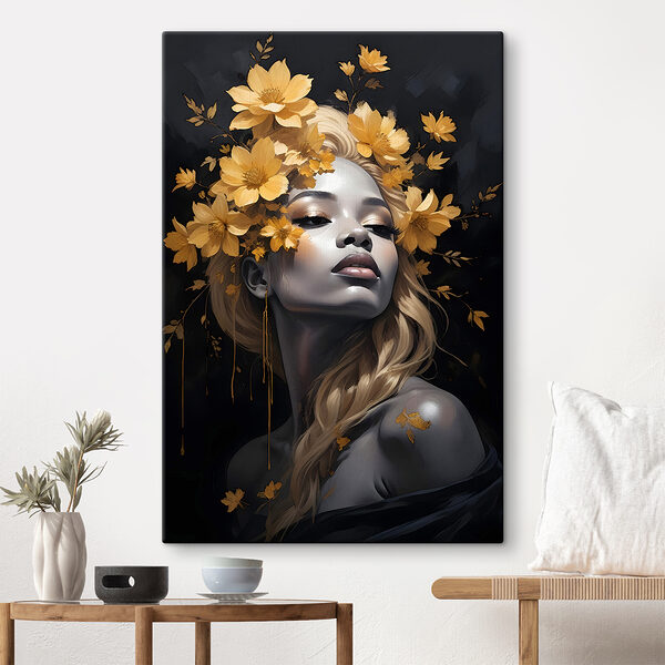 A woman with flowers in her hair A woman with flowers in her hair