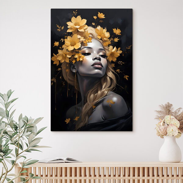 A woman with flowers in her hair A woman with flowers in her hair