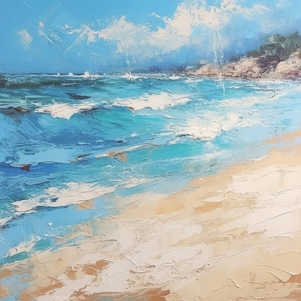 A painting of a beach