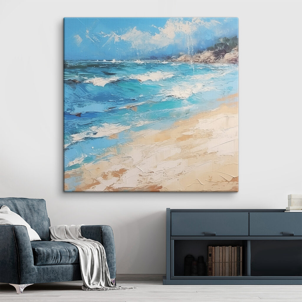 A painting of a beach