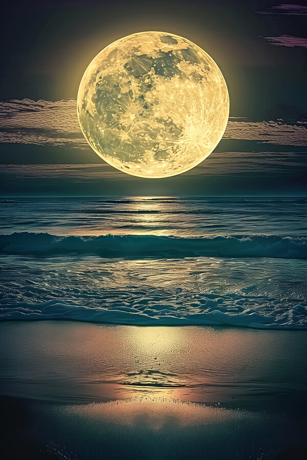 A moon over the ocean