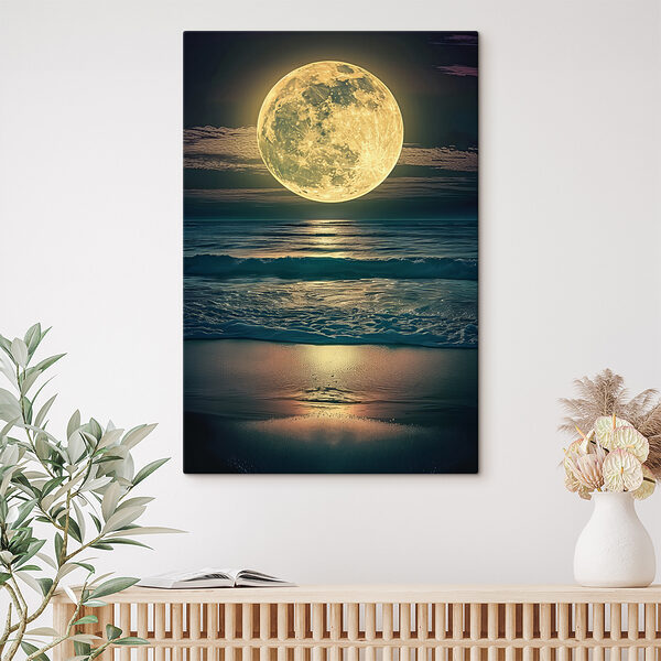 A moon over the ocean