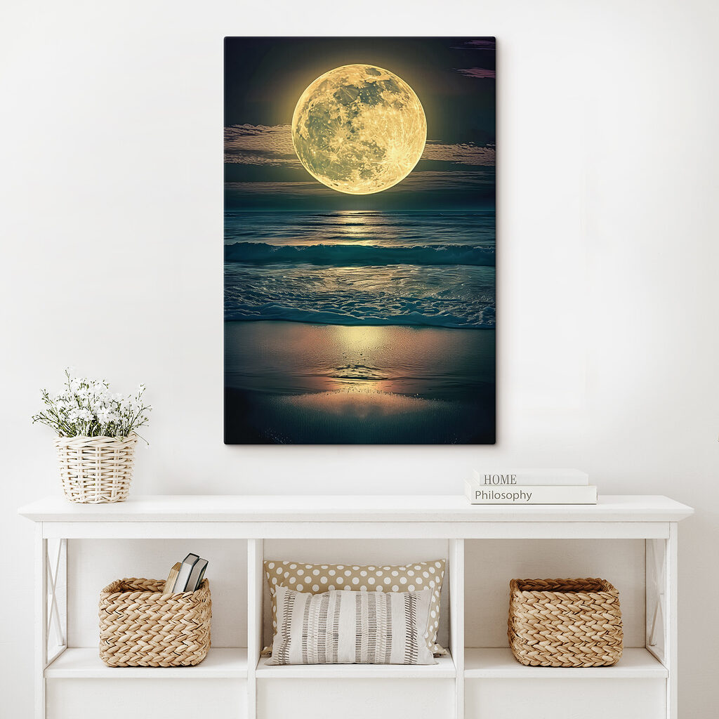 A moon over the ocean