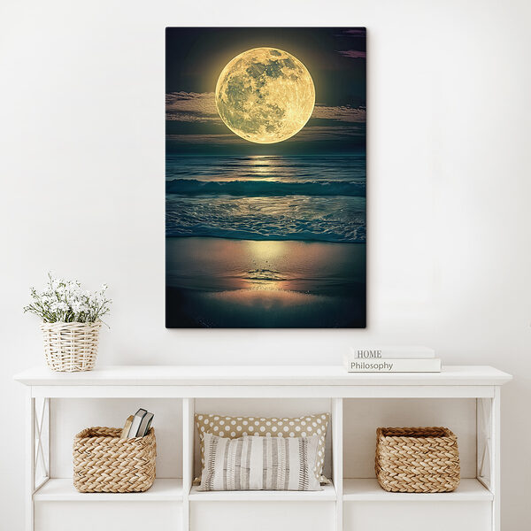 A moon over the ocean