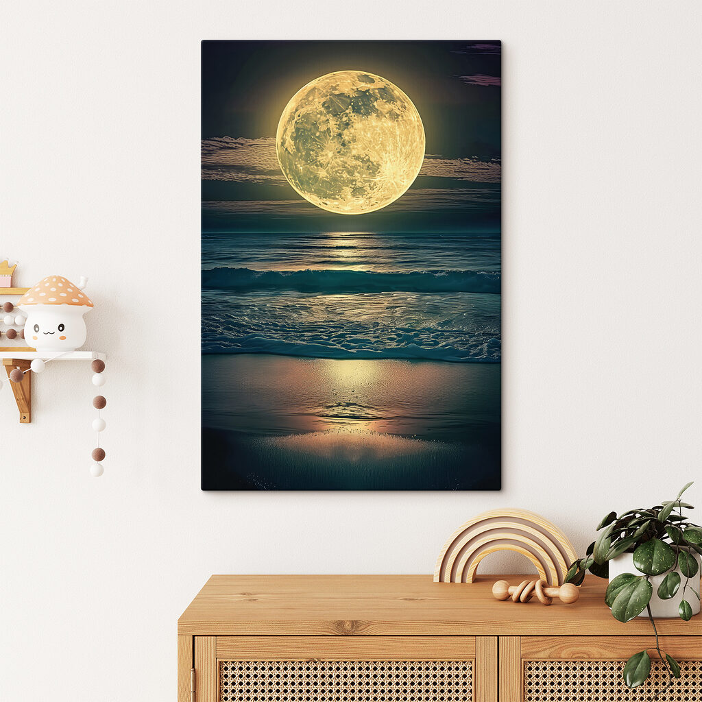 A moon over the ocean