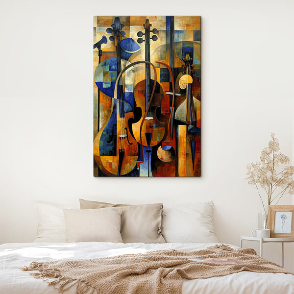 A painting of a group of musical instruments A painting of a group of musical instruments