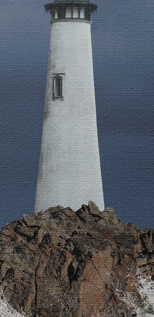A lighthouse on a rock in the ocean A lighthouse on a rock in the ocean