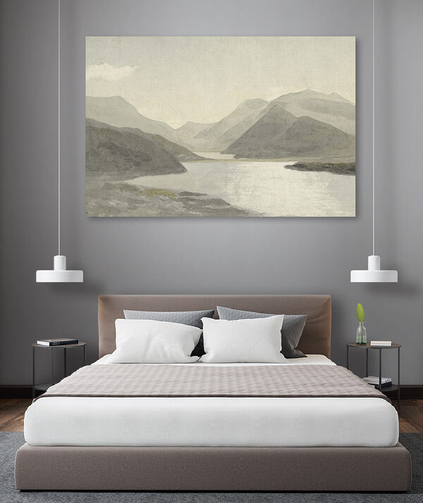 A watercolor of a lake and mountains A watercolor of a lake and mountains