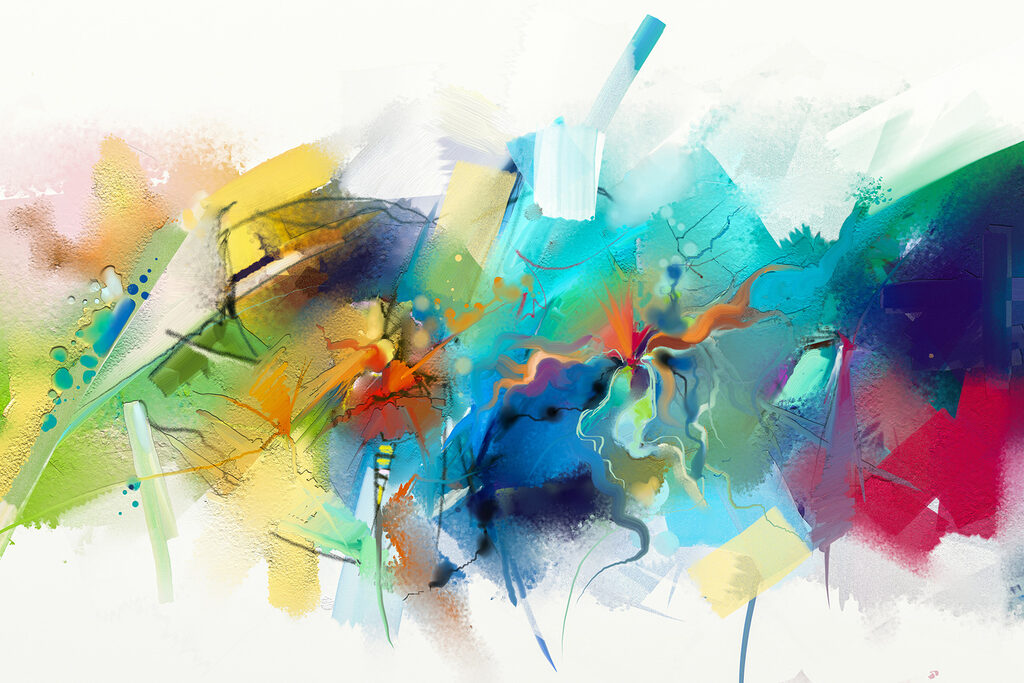 A colorful painting of flowers