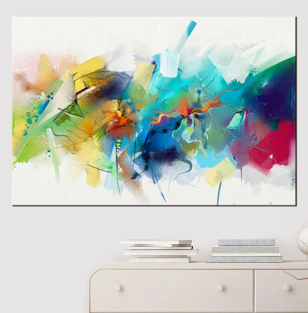 A colorful painting of flowers