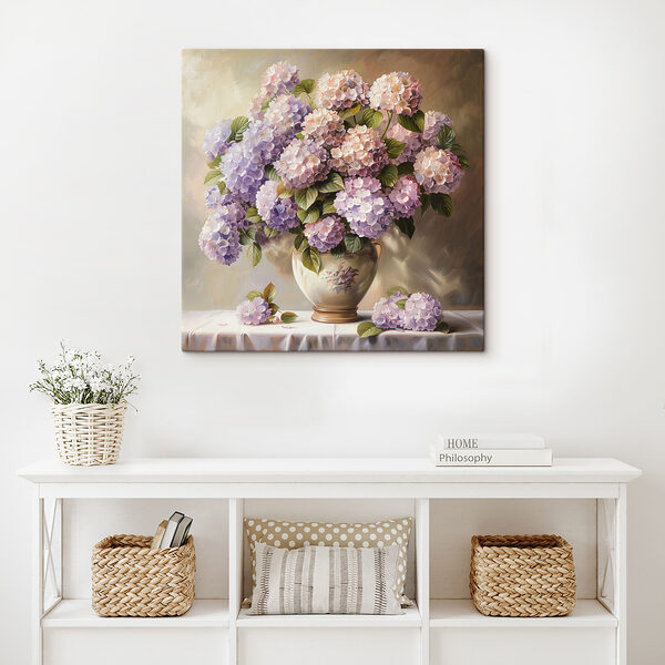 A painting of a vase of flowers A painting of a vase of flowers