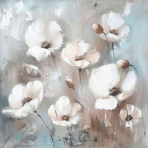 A painting of white flowers