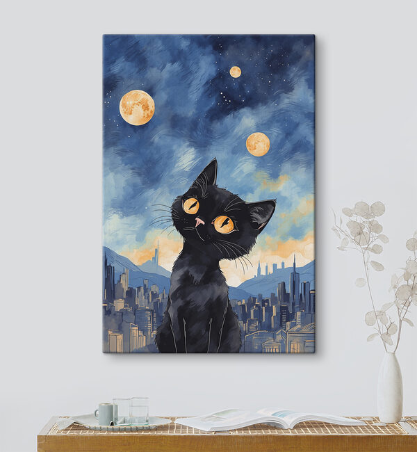 A cat looking up at the moon
