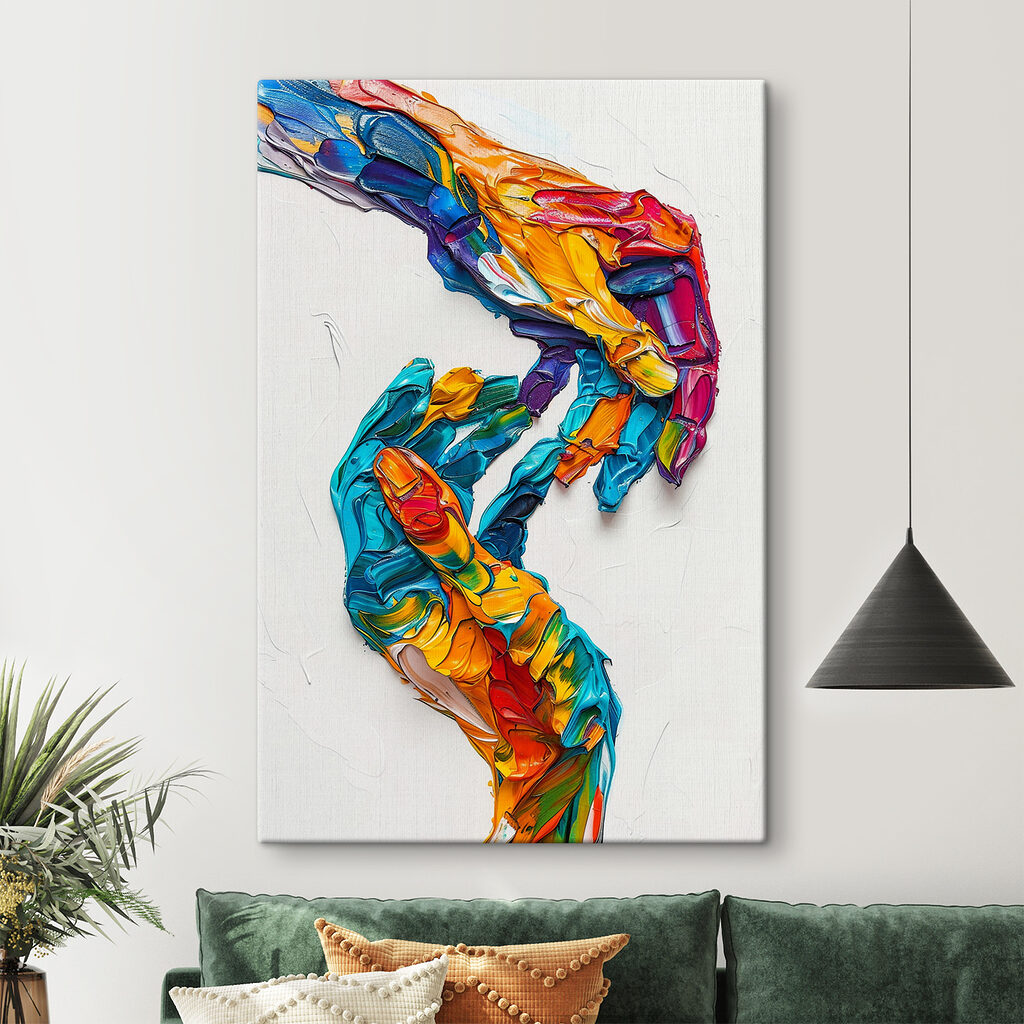 A hand painted with different colors A hand painted with different colors