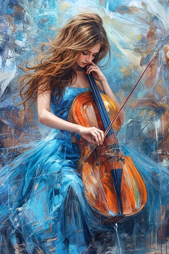 A woman playing a cello