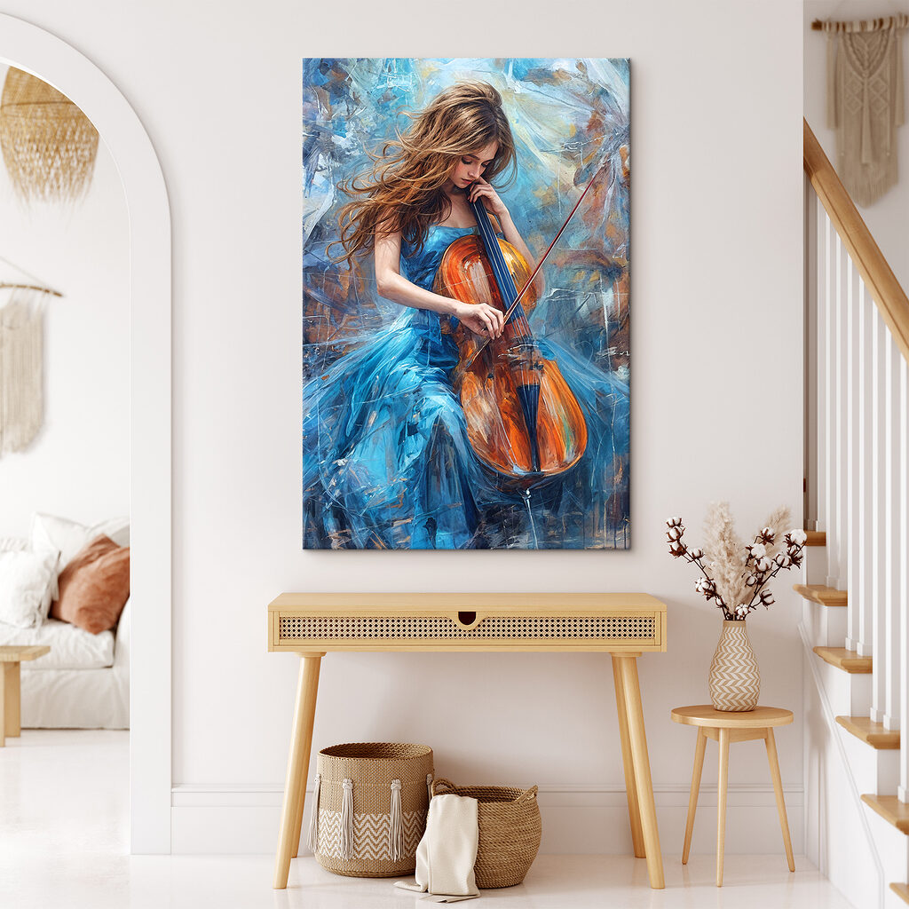 A woman playing a cello