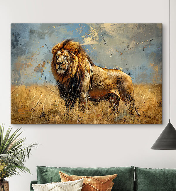 A lion standing in a field