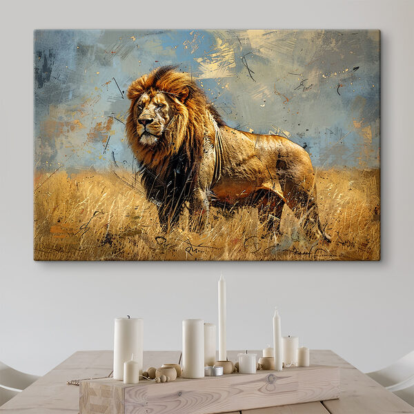 A lion standing in a field