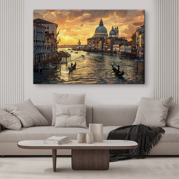 A water with boats and buildings in the background