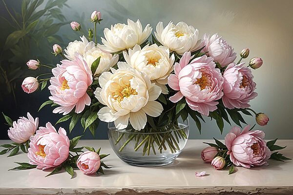 A vase of pink and white flowers A vase of pink and white flowers