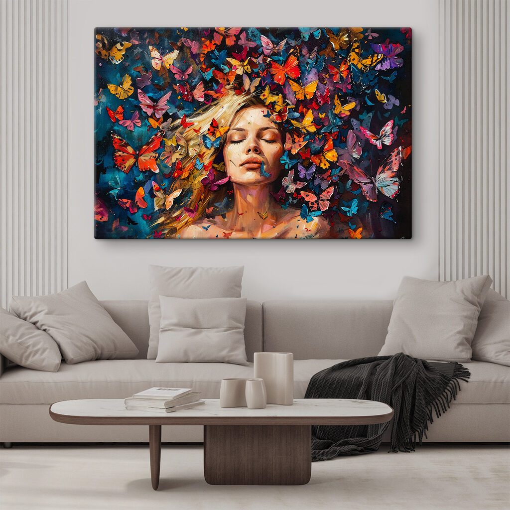 A woman surrounded by butterflies A woman surrounded by butterflies