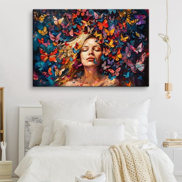 A woman surrounded by butterflies A woman surrounded by butterflies