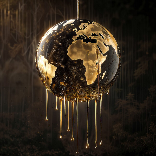 A globe with dripping liquid