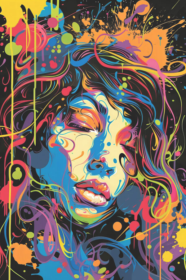 A woman with colorful hair A woman with colorful hair