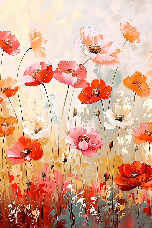 Vibrant blossoms in a colorful field