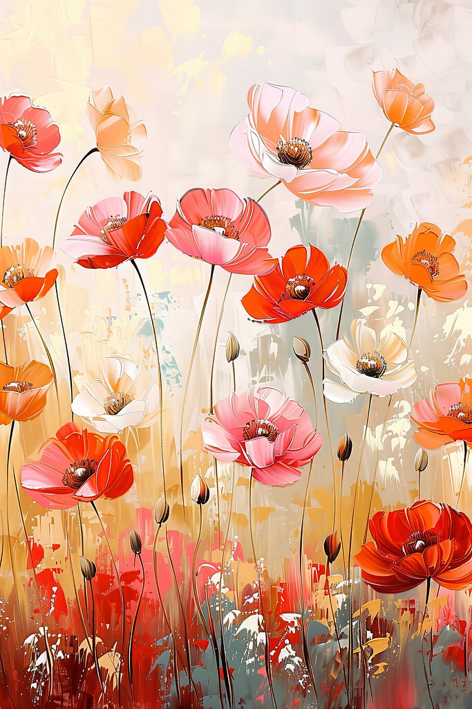 Vibrant blossoms in a colorful field