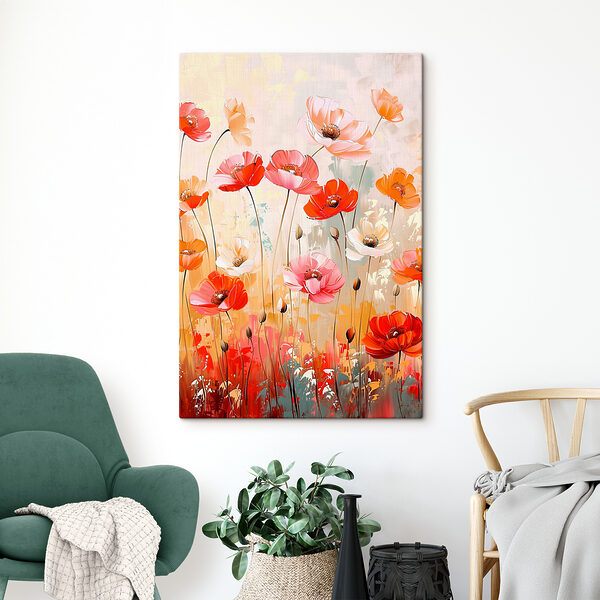 Vibrant blossoms in a colorful field