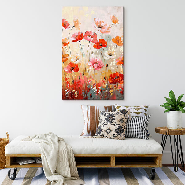 Vibrant blossoms in a colorful field