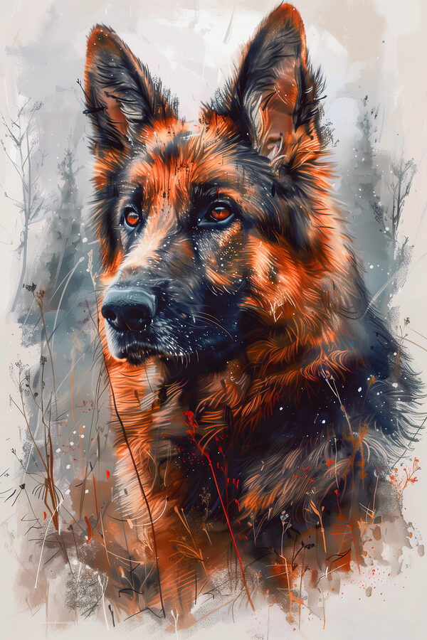 A painting of a dog
