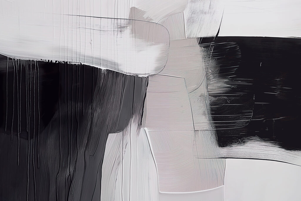 A black and white painting
