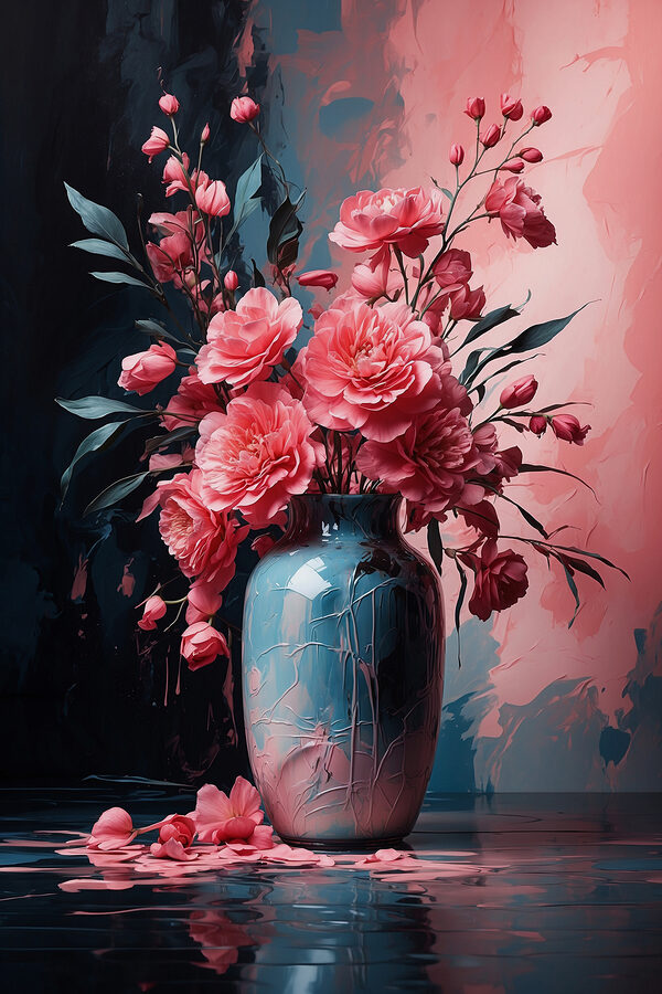 A vase with pink flowers A vase with pink flowers