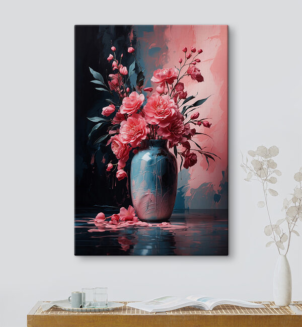 A vase with pink flowers A vase with pink flowers