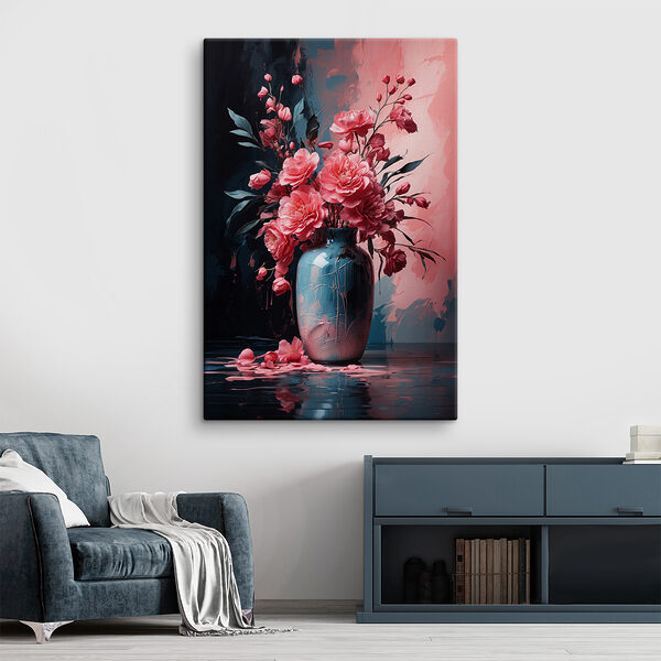 A vase with pink flowers A vase with pink flowers