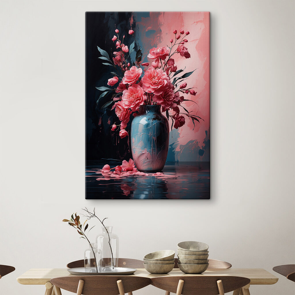 A vase with pink flowers A vase with pink flowers