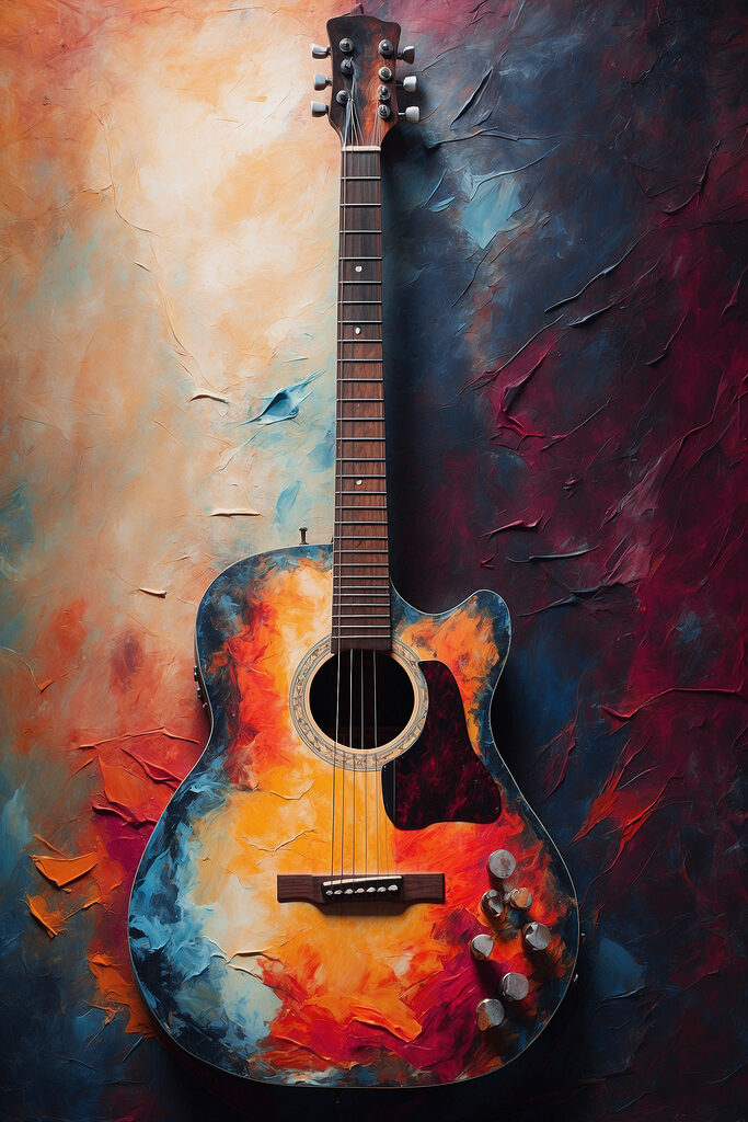 Vibrant colors enhance acoustic guitar Vibrant colors enhance acoustic guitar