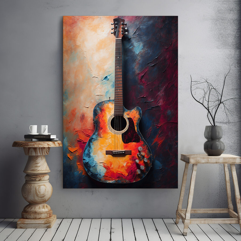Vibrant colors enhance acoustic guitar Vibrant colors enhance acoustic guitar
