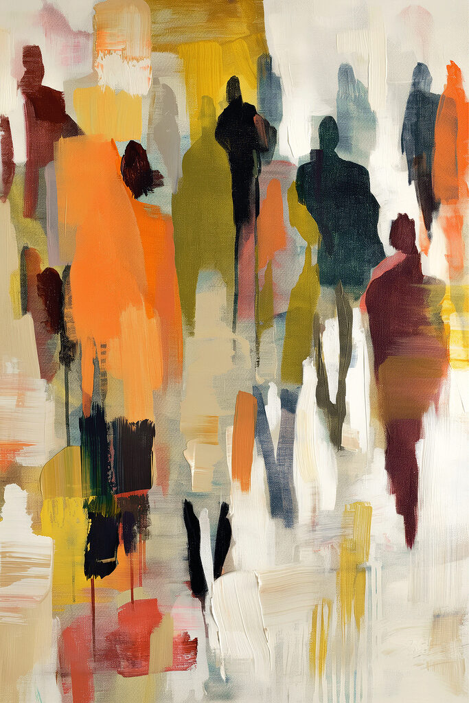 A group of people in different colors A group of people in different colors