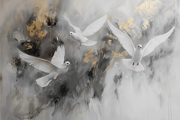 A group of white birds flying A group of white birds flying