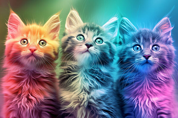 A group of kittens looking up
