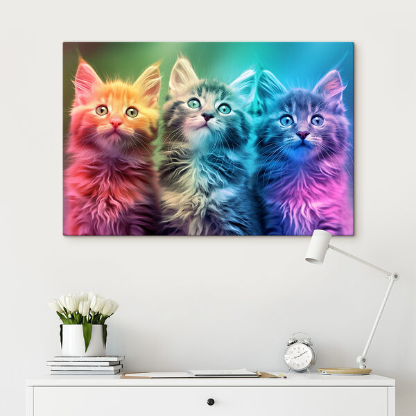 A group of kittens looking up