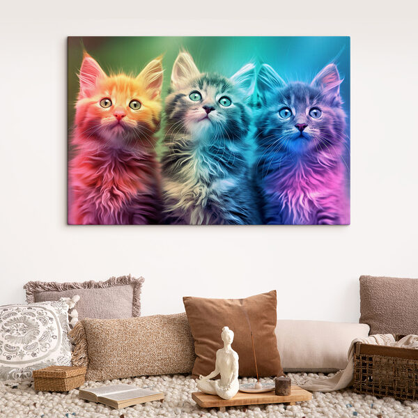 A group of kittens looking up