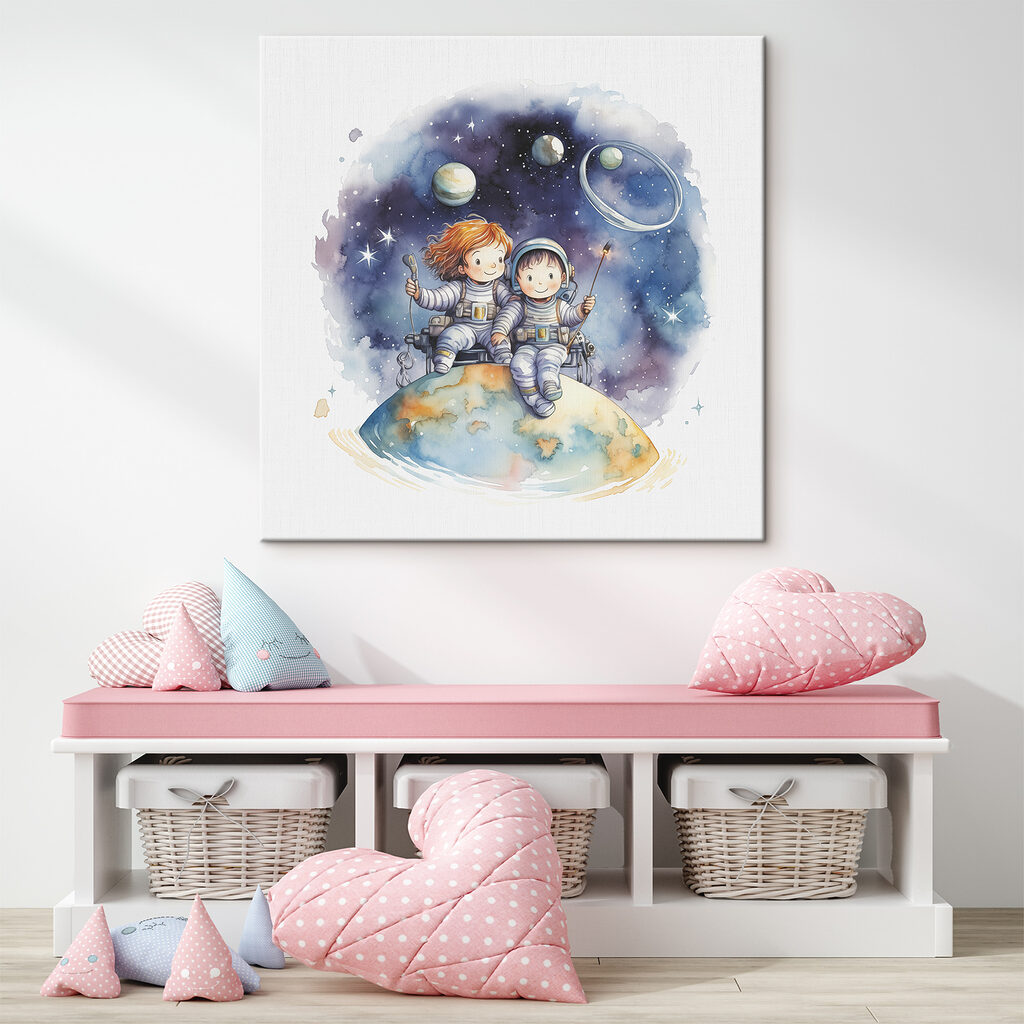 A couple of children in space