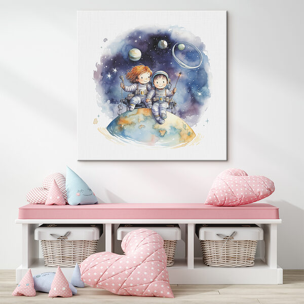 A couple of children in space