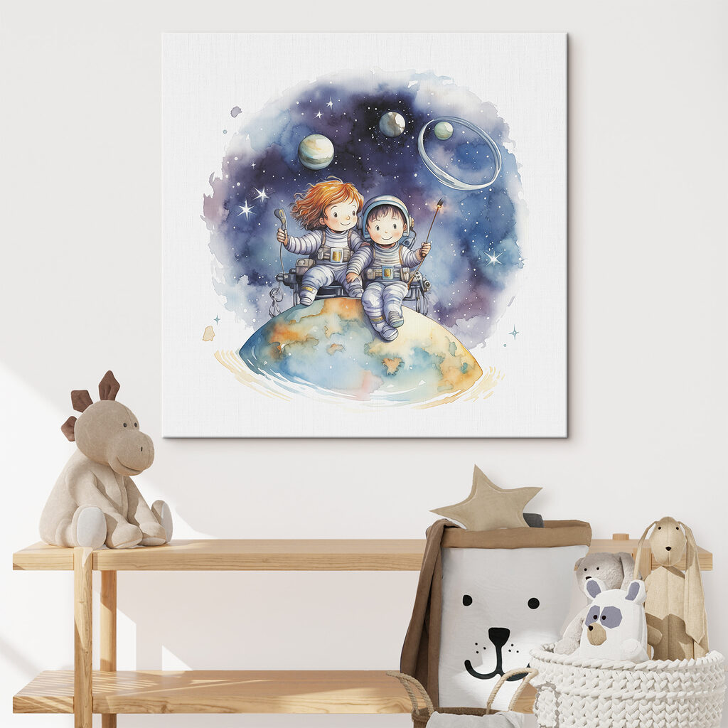 A couple of children in space