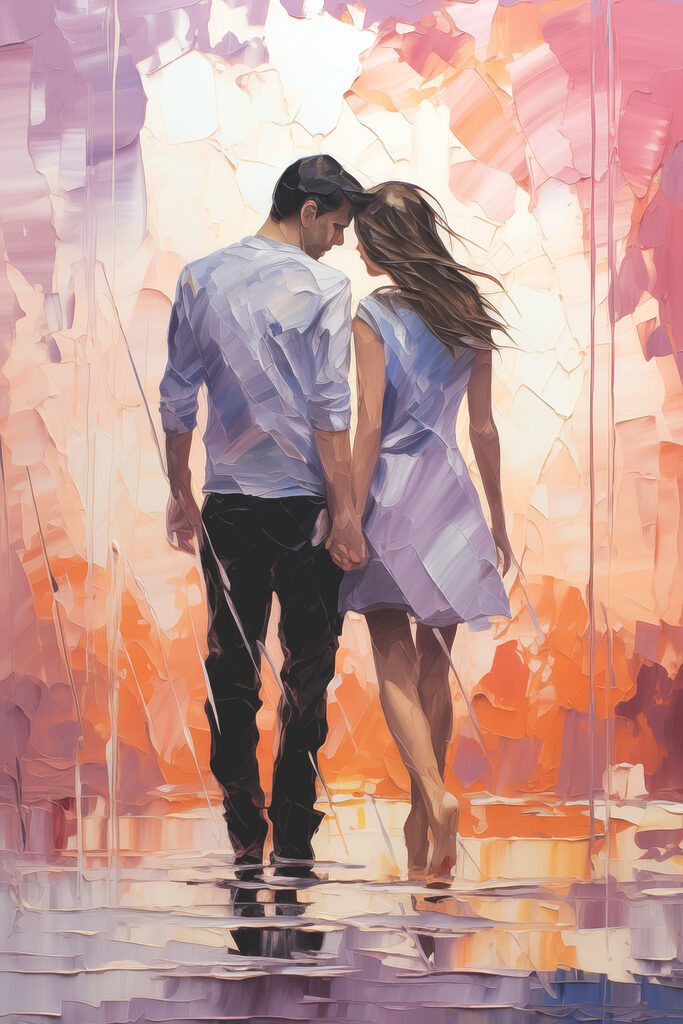 A man and woman holding hands